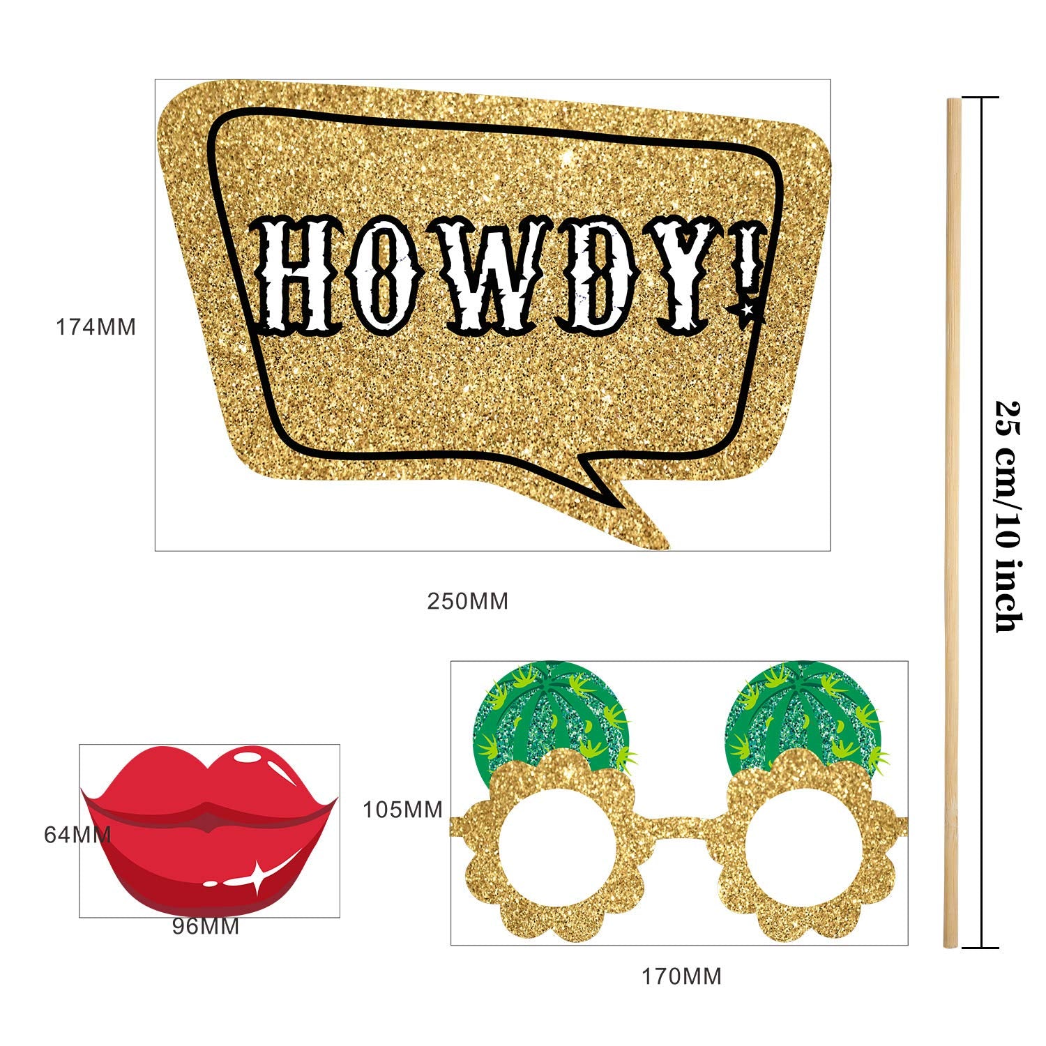 Blulu 26 Pieces West Cowboy Photo Booth Props Kit, Cowgirl Western Party Decorations Selfie Props For Western Cowboy Theme Party